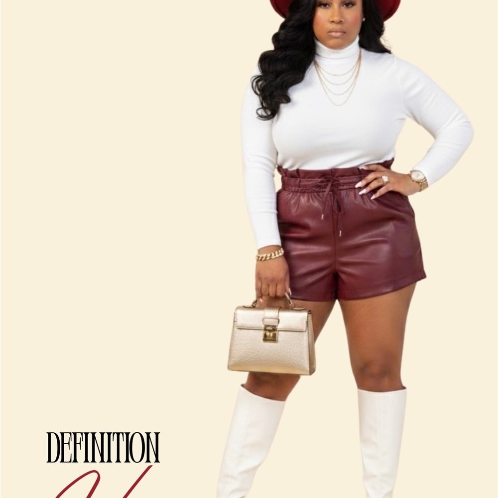 Women's Burgundy Leather Shorts